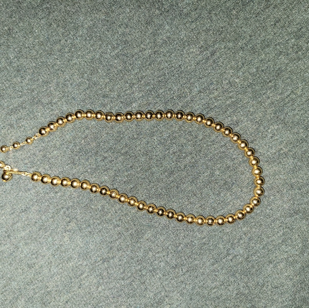 12.5-14.5in  gold tone 1/4in beaded necklace for teen, child